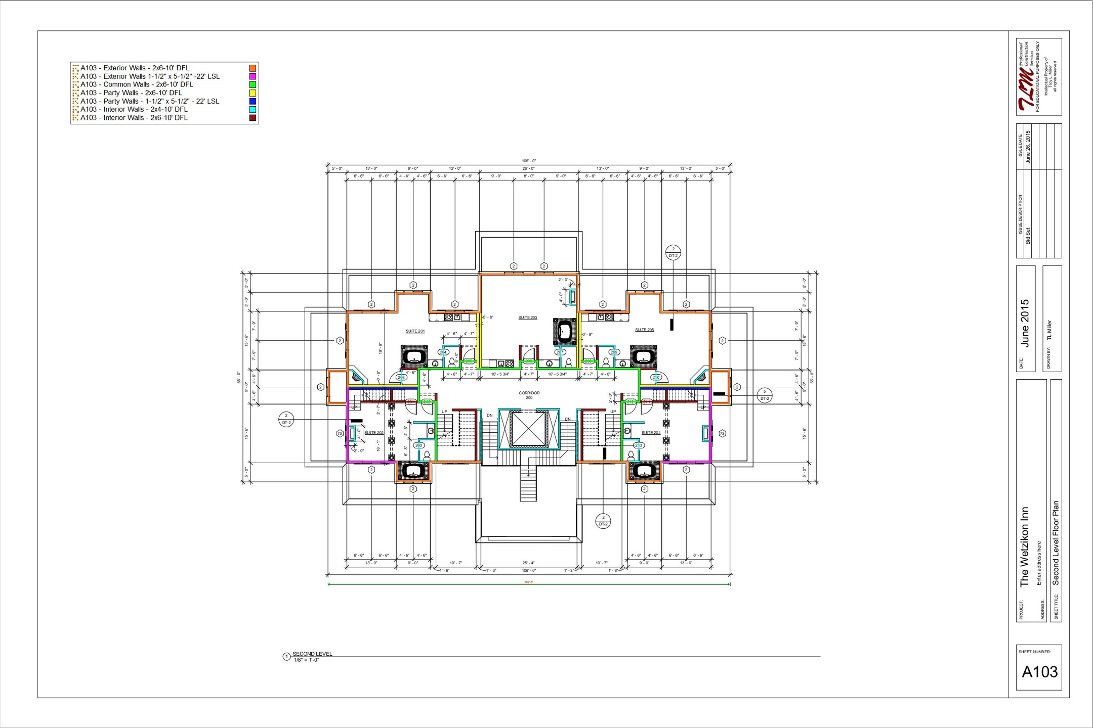 Sample Marked-up PDF File A103 - Second Level Floor Plan - 3-23-2016